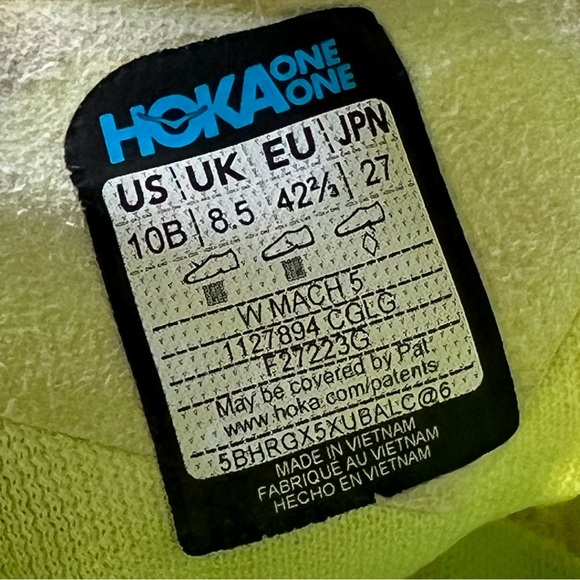 Hoka One One Womens Mach 5 1127894 CGLG Yellow Running Shoes Sneakers Size 10 - Picture 9 of 9